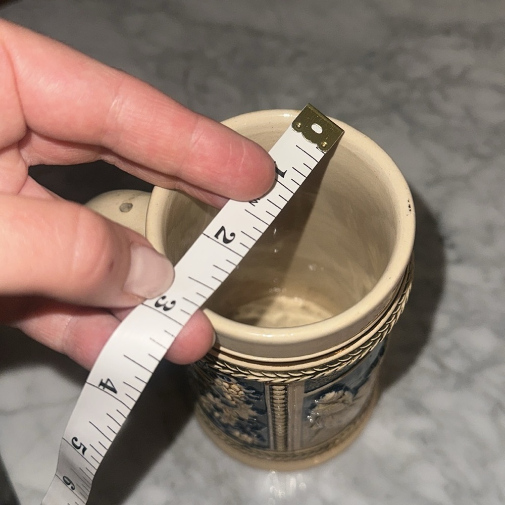 Vintage Ceramic Beer Stein with Blue and Cream Design - Picture 9 of 9